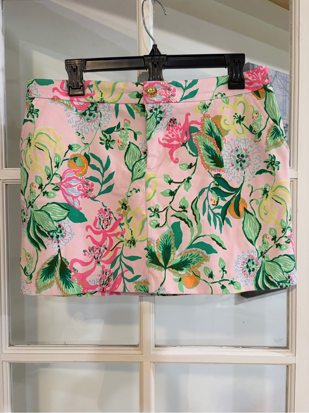 Lilly Pulitzer Colette Knit Skort Pink Floral Via Amore Spritzer Botanical Sz 8